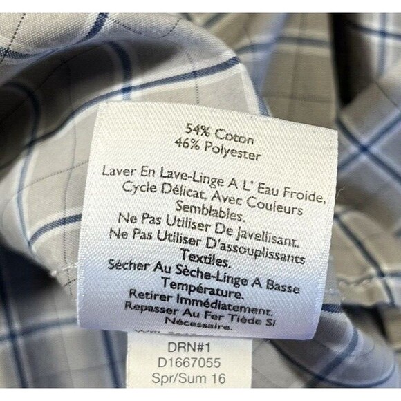 Eddie Bauer Men TXL Shirt Short Sleeve Gray Plaid Print Button Down Stretch - Picture 9 of 11